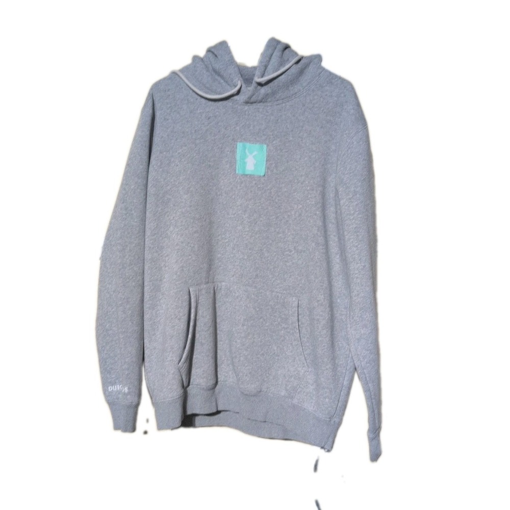 Dutch Bros Coffee Mens Gray Hoodie  Windmill Logo Pullover L-Sleeve Large Drink